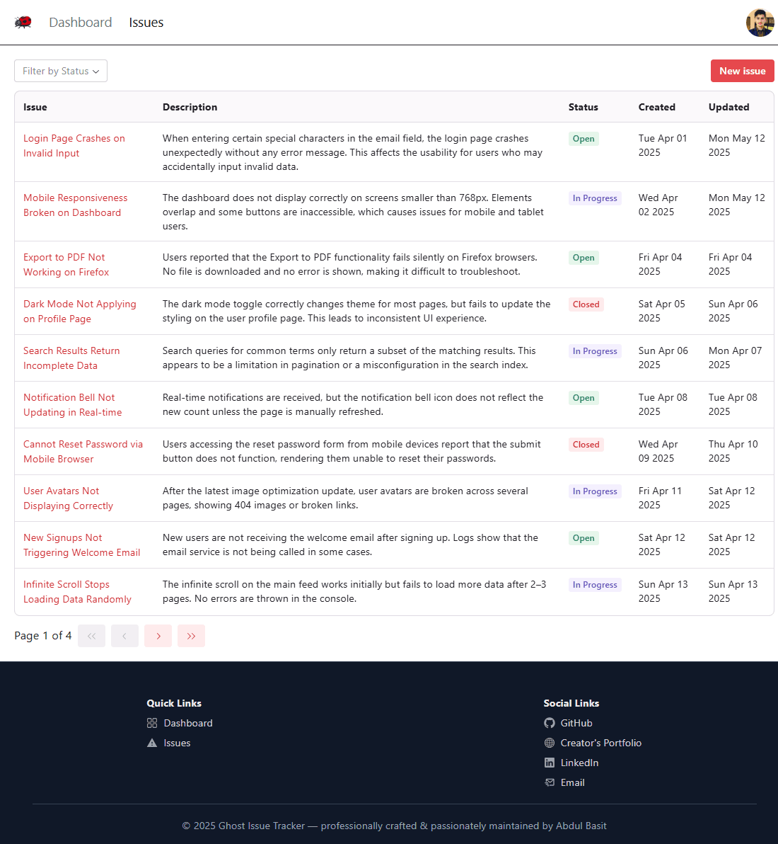 Issue Tracker Screenshot 2